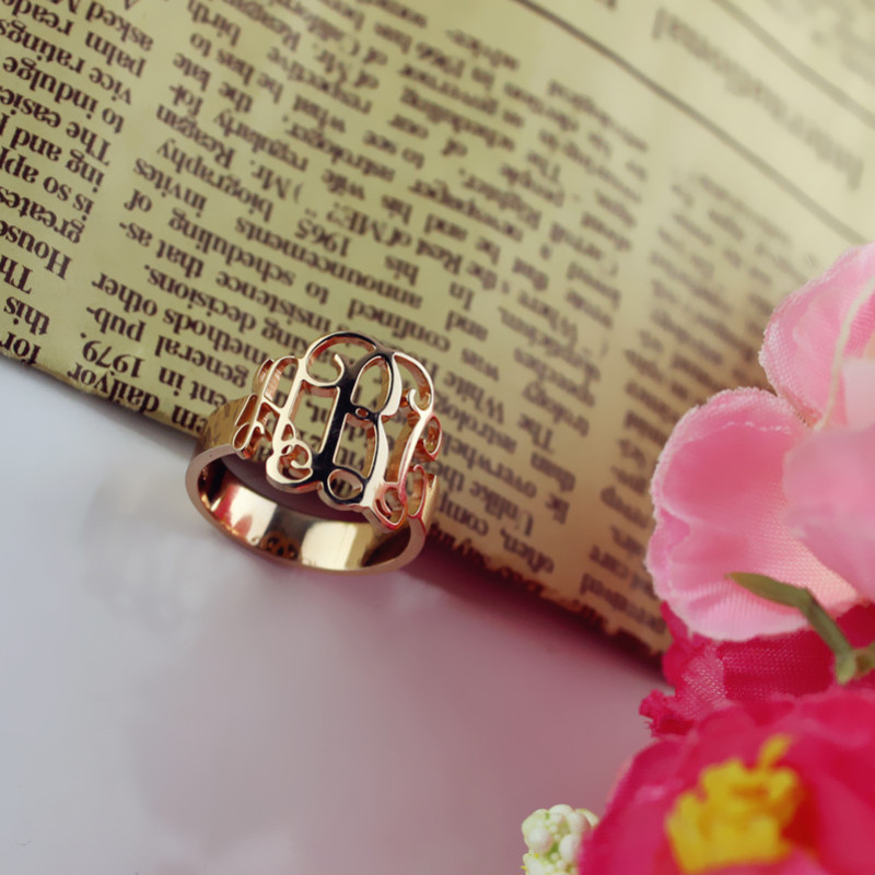 Personalised 3 Initial Monogram Ring Personalised three-initial cut-out monogram ring