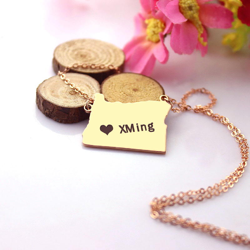 Custom State Map Name Necklace Custom state map name necklace product image