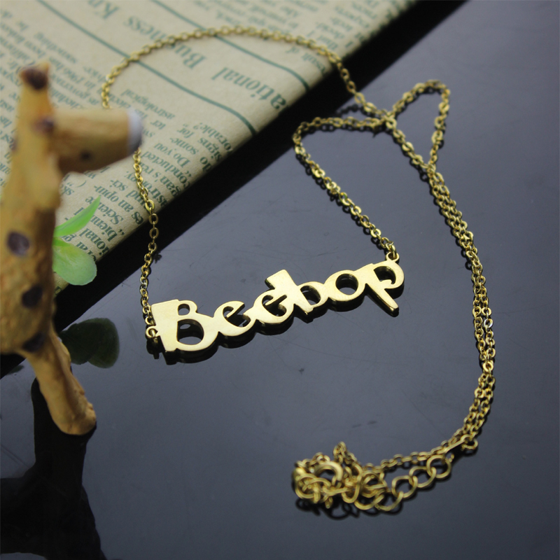 Personalised Beetle-font name necklace Solid 18ct gold personalised Beetle-font name necklace product image