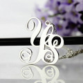 Personalised White Gold Vine Font 2 Initial Monogram Necklace Personalised solid white gold vine-font two-initial monogram necklace