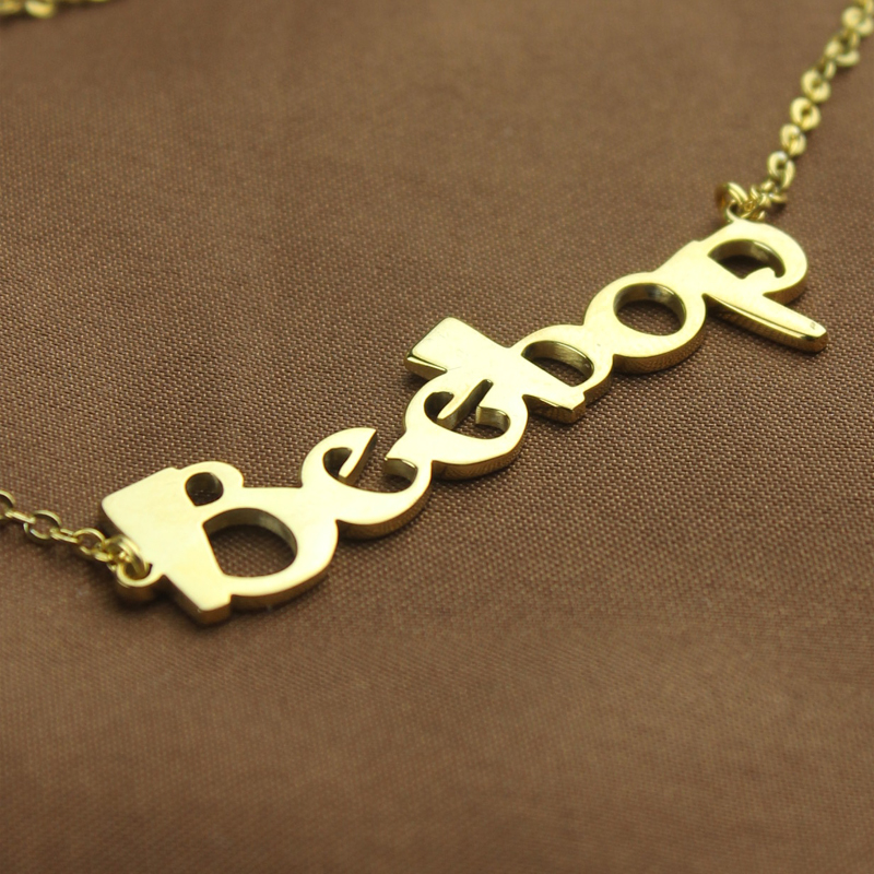 Personalised Beetle-font name necklace Solid 18ct gold personalised Beetle-font name necklace product image