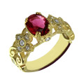 Personalised Mantilla oval engagement ring