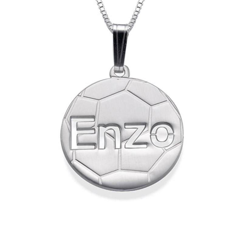 Personalised sterling silver football name necklace pendant