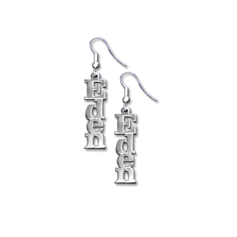 Sterling Silver Name Earrings Personalised sterling silver name earrings in block letters