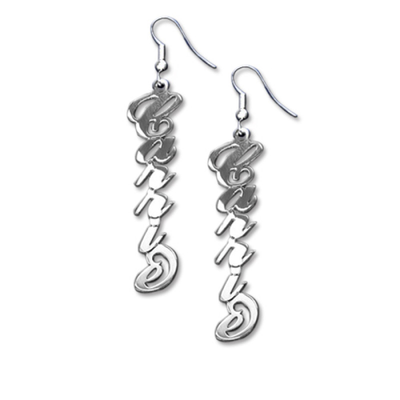 Sterling Silver Carrie Style Name Earrings Sterling silver Carrie style personalised name earrings