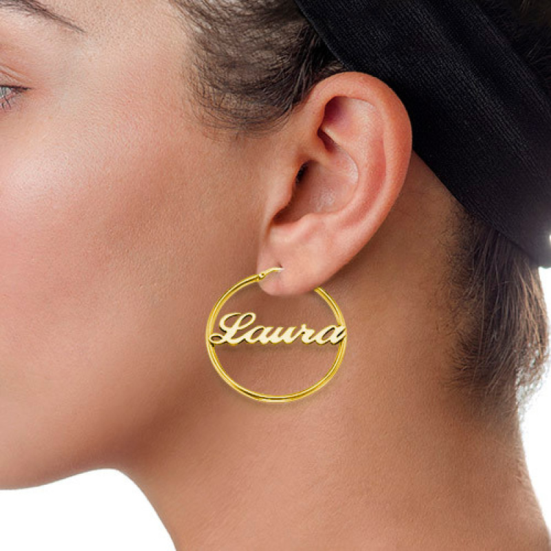 Personalised hoop name earrings product view