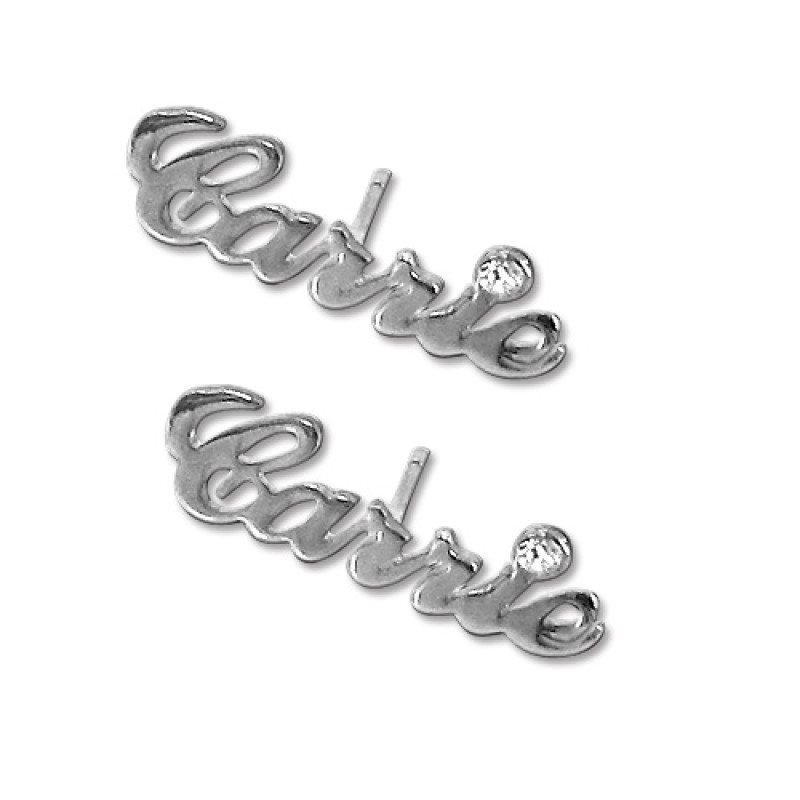 Personalised name stud earring pair with Swarovski Crystal