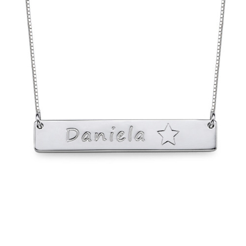 Silver Bar Necklace with Star Icon Silver bar necklace with Star icon