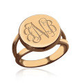 Rose Gold Circle Signet Monogram Ring Rose gold circle signet monogram ring
