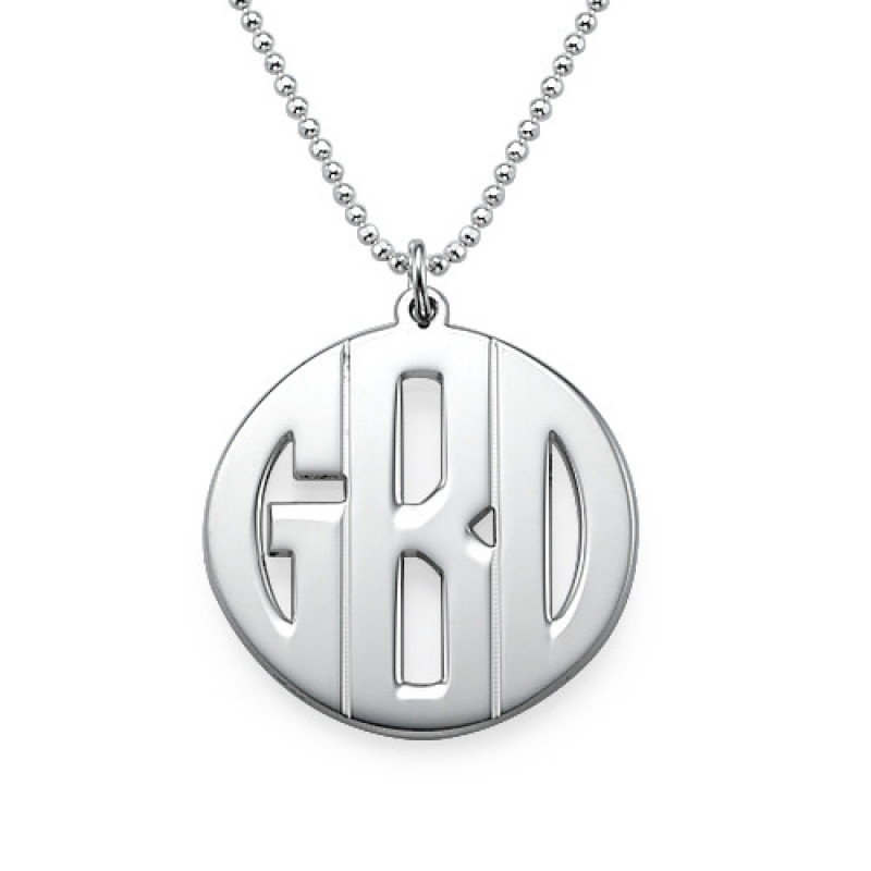 Personalised Silver Print Monogram Necklace Personalised silver print monogram necklace with rounded initial frame