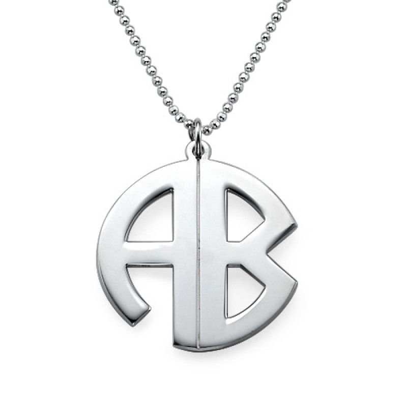 Personalised Silver Print Monogram Necklace Personalised silver print monogram necklace with rounded initial frame