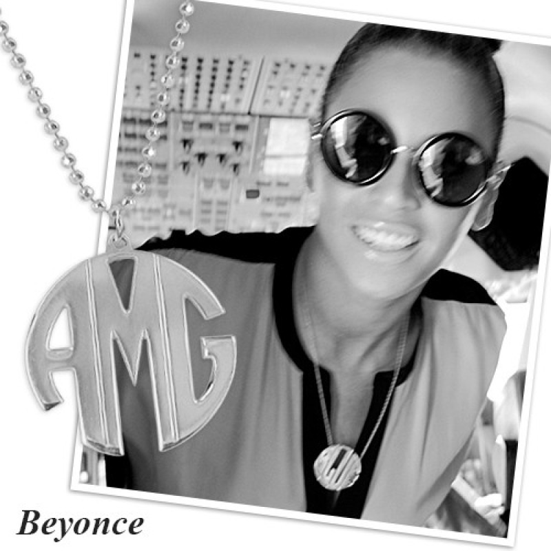 Personalised Silver Print Monogram Necklace Alternate View Personalised silver print monogram necklace alternate view
