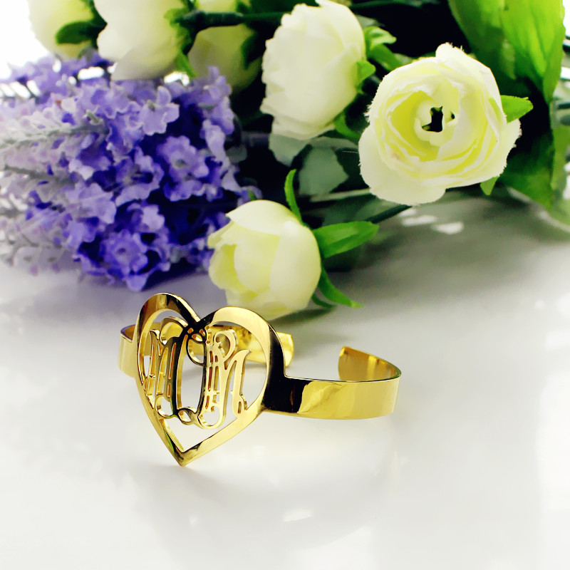 Three-Initial Monogram Heart Bracelet Personalised three-initial monogram bracelet with heart detail