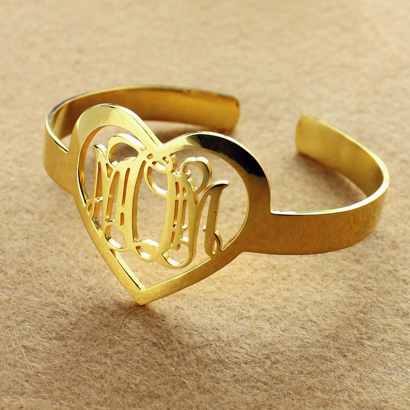 Personalised Heart Bracelet Personalised three-initial heart bracelet view