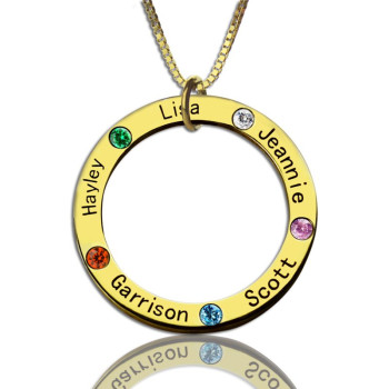 Family Circle Names Necklace For Mother In Gold