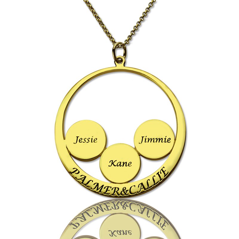 Mother's Family Name Pendant in Gold Personalised mother's family name pendant necklace