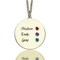 Grandma's disc birthstone necklace with engraved family names
