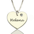 Sterling silver heart name necklace with optional birthstone