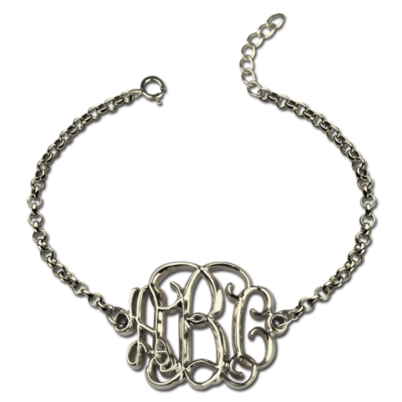 Celebrity Monogram Initial Bracelet in Sterling Silver Celebrity monogram initial bracelet in sterling silver