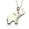 Personalised Good Luck Elephant Name Necklace Personalised engraved elephant name necklace with trunk-up good luck motif