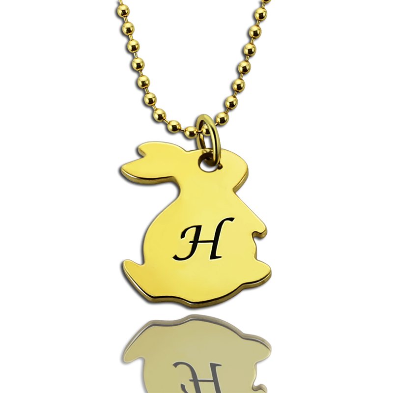 Tiny Rabbit Initial Charm Necklace Tiny rabbit initial charm necklace