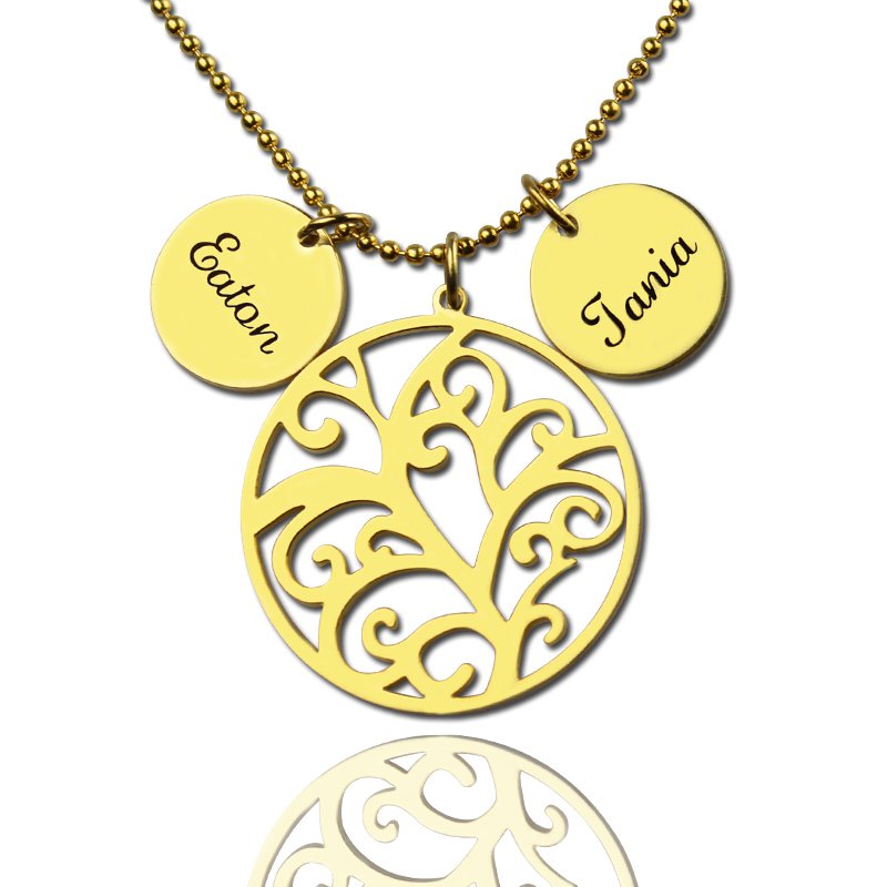 Family Tree Necklace With Name Charm for Mom Personalized family tree necklace with name charm for Mom