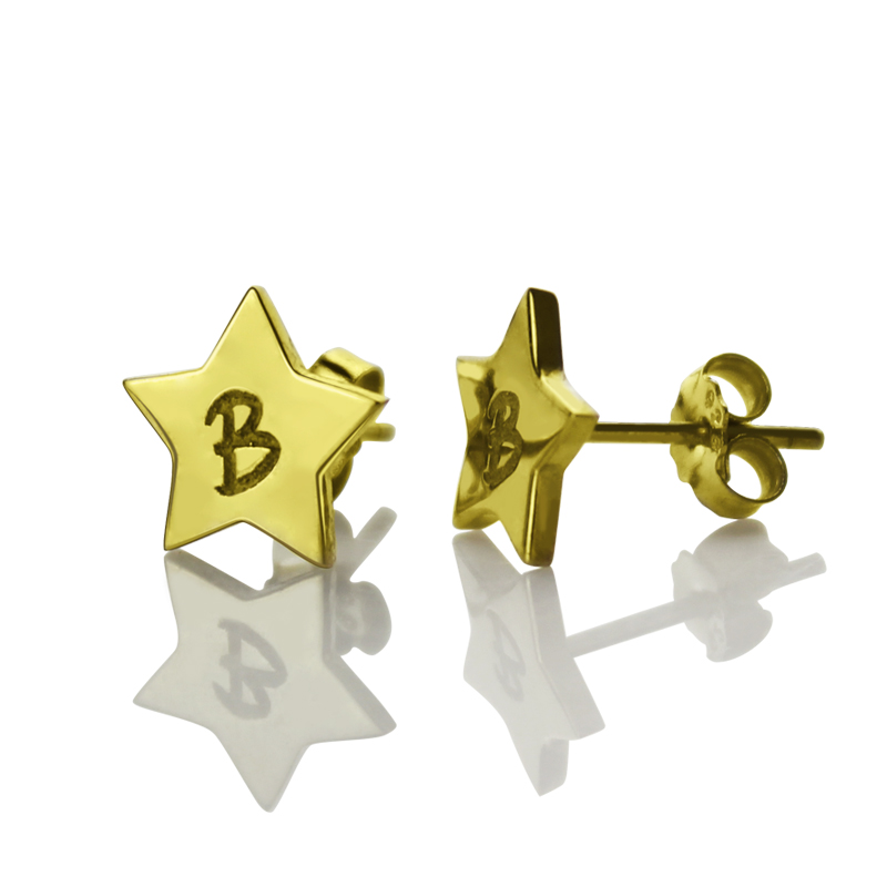 Star Stud Initial Earrings in Gold Star stud initial earrings in gold