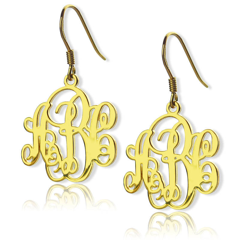 Script Monogram Initial Earrings Personalised script monogram initial earrings