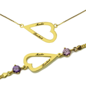 Open Heart Love Necklace Bracelet Engraved Name