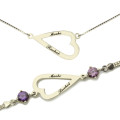 Open heart personalised name necklace and bracelet set