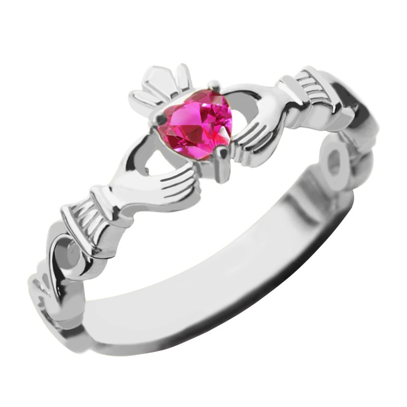 Personalised Claddagh Birthstone Name Ring Personalised Claddagh birthstone name ring