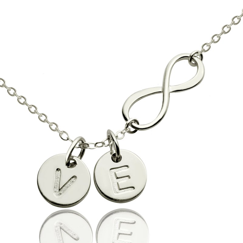 Custom Infinity Initial Necklace Custom infinity initial necklace with an infinity charm and initial disc