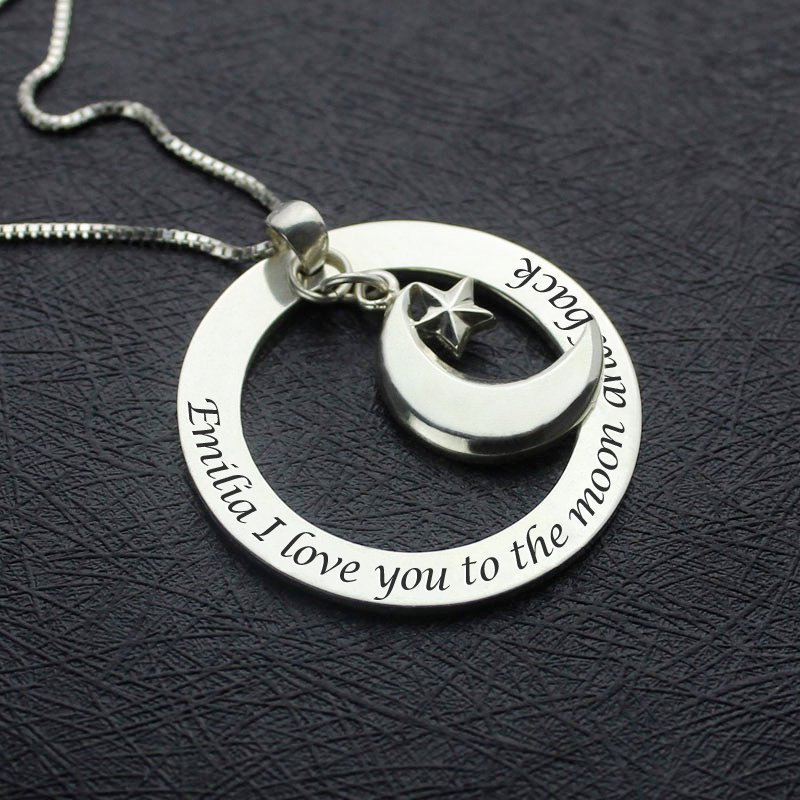 Personalised Moon and Star Charm Pendant Personalised moon and star charm pendant gallery image
