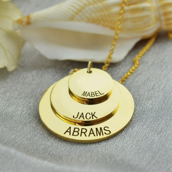 Disc Necklace With Kids Name For Mom 18ct Gold Plated Disc Necklace With Kids Name For Mom 18ct Gold Plated