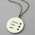Grandma's disc birthstone necklace with engraved family names