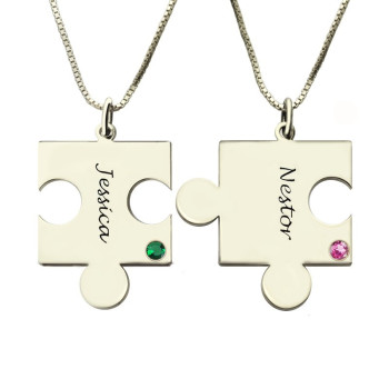 Engraved Puzzle Necklace for Couples Love Necklaces Silver Engraved Puzzle Necklace for Couples Love Necklaces Silver