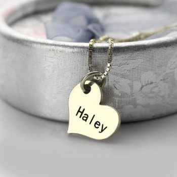 Couples Name Dog Tag Necklace Set with Cut Out Heart Couples Name Dog Tag Necklace Set with Cut Out Heart