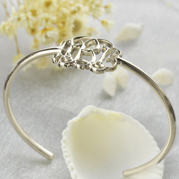 Celebrity Monogrammed Initial Bangle Bracelet Sterling Silver Celebrity Monogrammed Initial Bangle Bracelet Sterling Silver