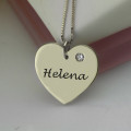 Sterling silver heart name necklace with optional birthstone, product view