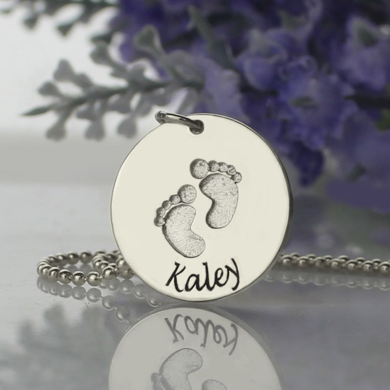 Memory Baby Footprints Name Necklace Memory Baby Footprints Name Necklace product view