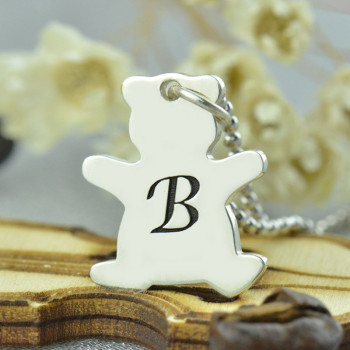 Personalised Teddy Bear Initial Necklace Sterling Silver Personalised Teddy Bear Initial Necklace Sterling Silver
