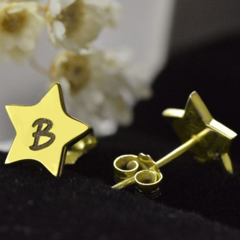 Star Stud Initial Earrings In Gold Star Stud Initial Earrings In Gold