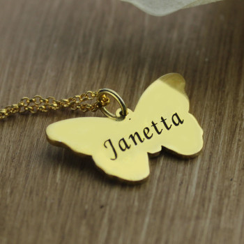 Custom Charming Butterfly Pendant Emgraved Name 18ct Gold Plated Custom Charming Butterfly Pendant Emgraved Name 18ct Gold Plated