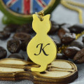 Gold over cat initial pendant necklace product image