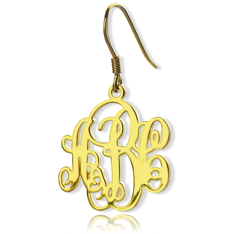 Script Monogram Initial Earrings – Product View Personalised script monogram initial earrings product view