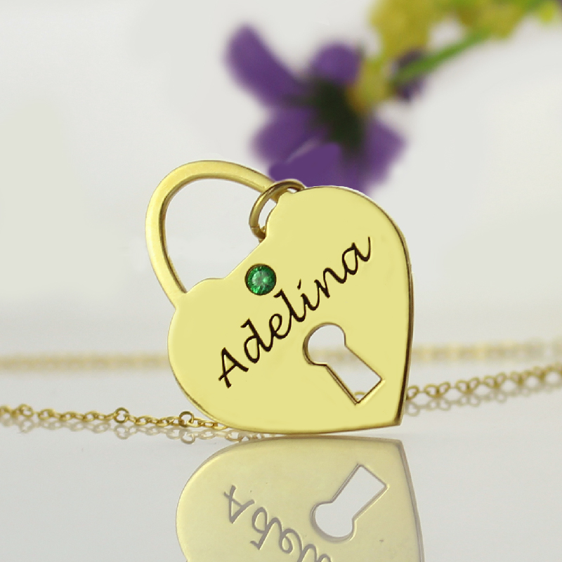 Personalised Heart Lock Necklace Gallery Image Gallery image of the personalised heart lock name necklace