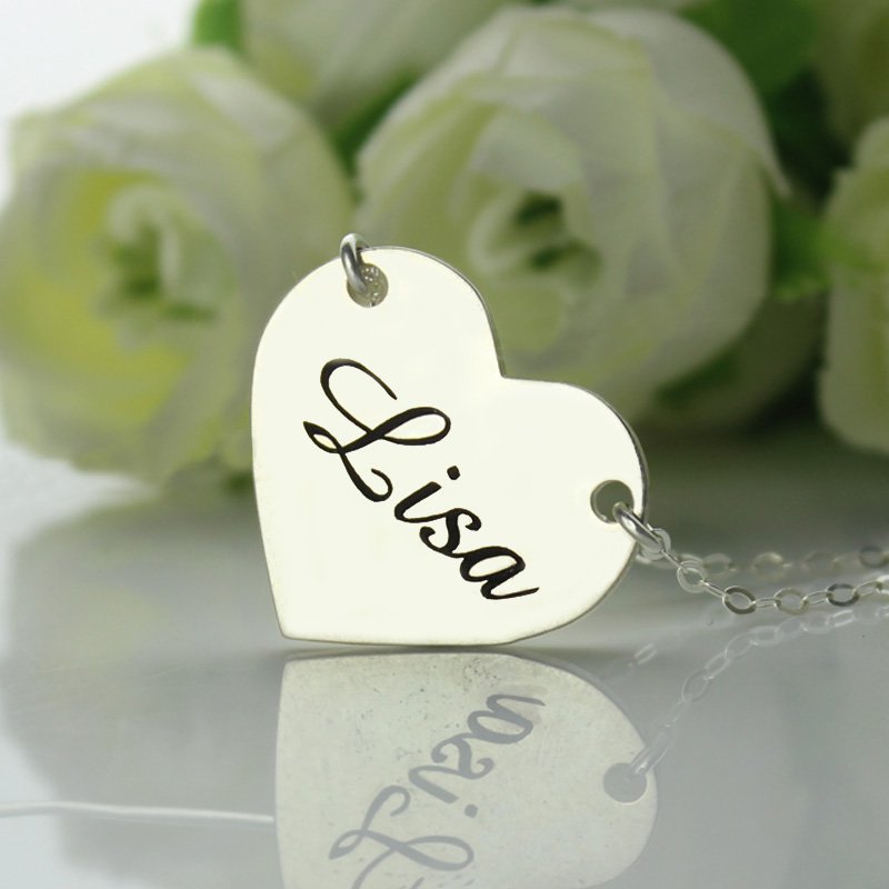 Stamped Heart Name Necklace Personalised stamped heart name necklace product image