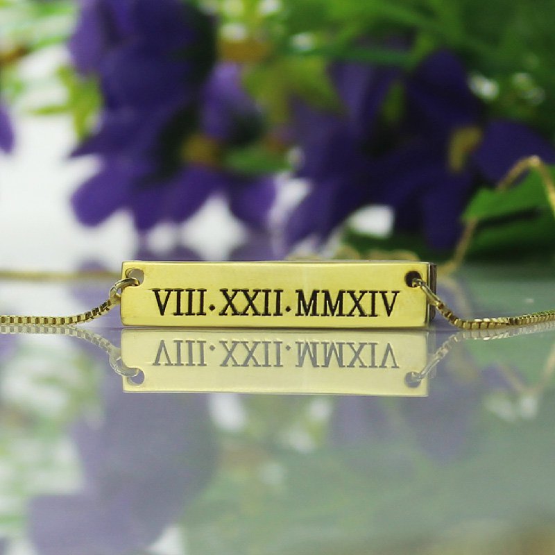 Personalised Roman Numeral Bar Necklace Personalised Roman numeral bar necklace product gallery image