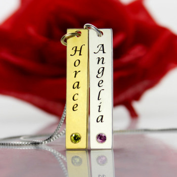 Custom Couple Name Tag with Birthstones Custom Couple Name Tag with Birthstones