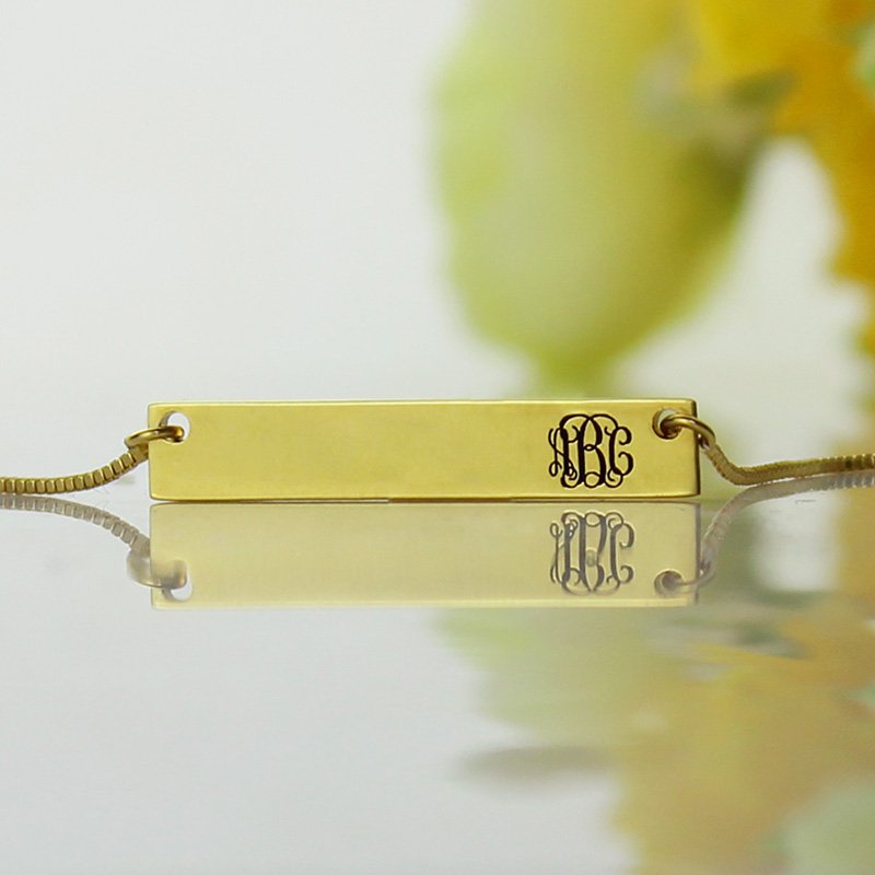Initial Bar Necklace Detail Personalised initial bar necklace detail